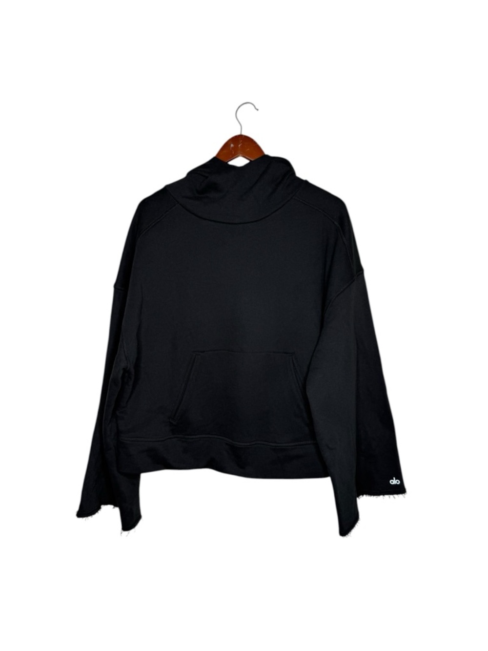 Alo Yoga Solid Black Oversized Low Key Hoodie Cotton Activewear Loungewear